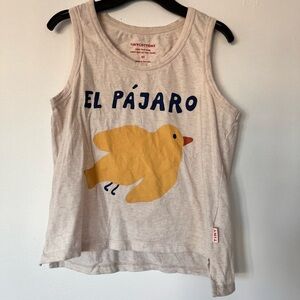 Tinycottons Kids Tank Top - Cream with Yellow Bird Design